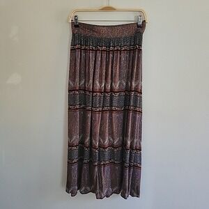 Vintage Handmade Printed Maxi Skirt Small Boho Feminine Hippie Retro Western